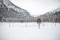 The picture shows the Nordic combined Johannes Rydzek in front of a wintry backdrop in Oberstdorf