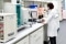 The picture shows an employee in the chemical laboratory.